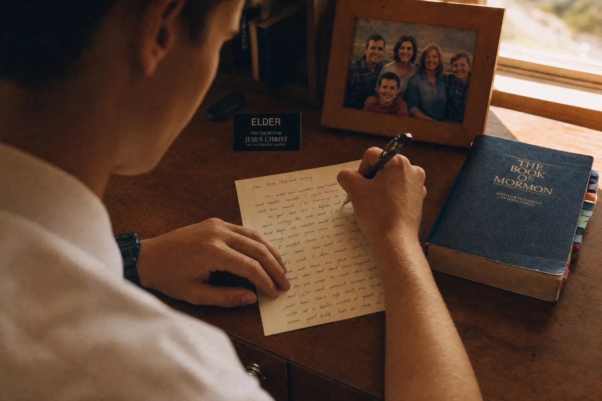 A missionary writing a letter home
