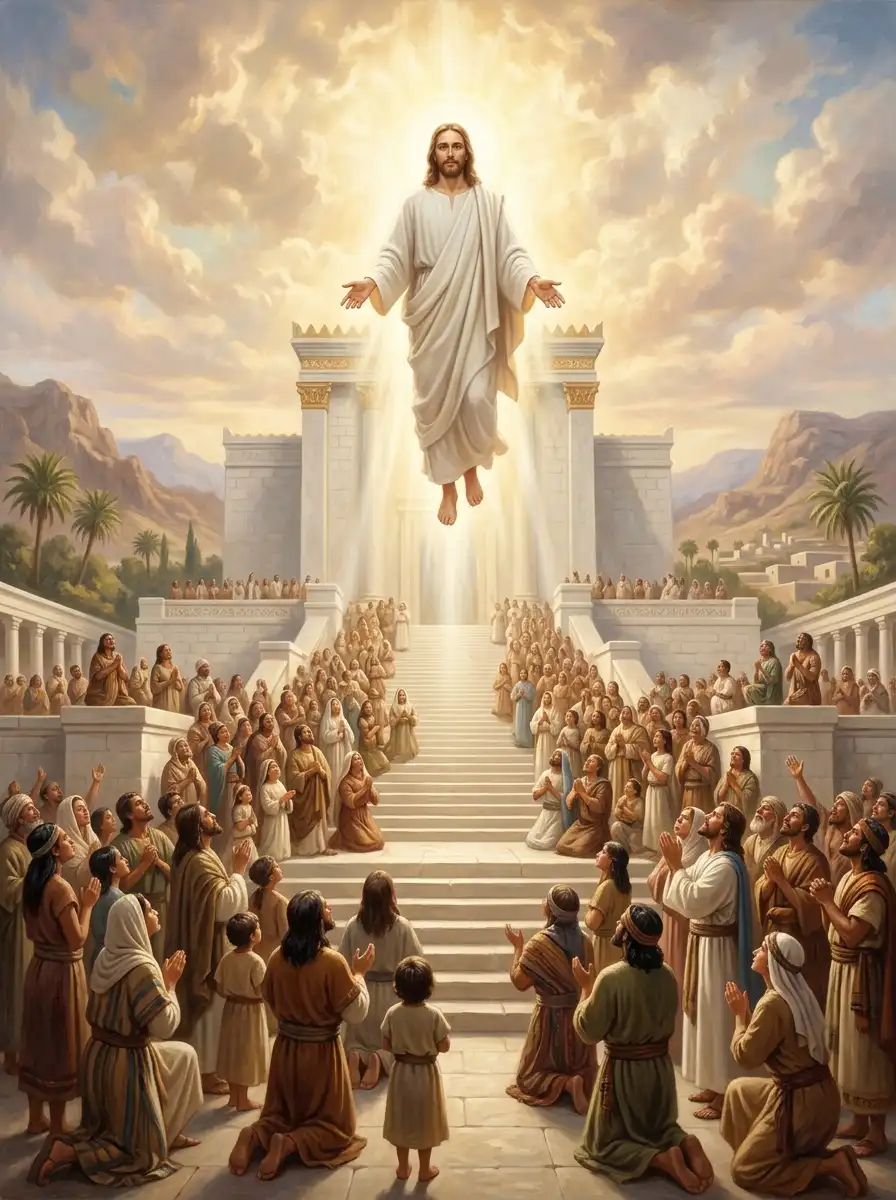 Jesus Christ appearing to the Nephites at the temple