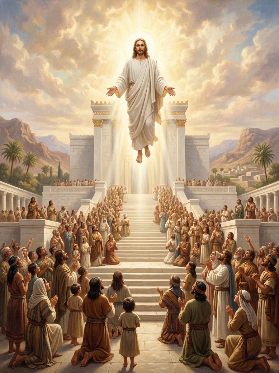 Jesus Christ appearing to the Nephites at the temple